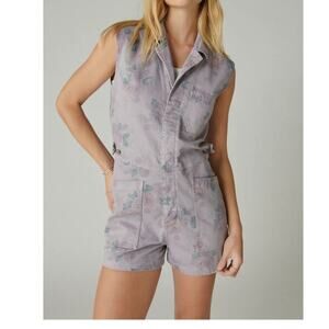 Laura Ashley x Lucky Brand Womens Floral Print Coverall Short Romper Size XL NEW